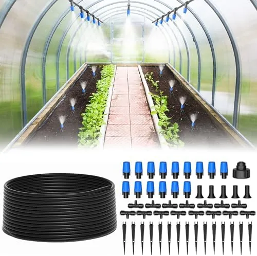 mixc 65ft drip irrigation system quick connect misting system 15 nozzles