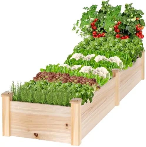 mixc 82ft wooden horticulture raised garden bed outdoor divisible elevated planting planter box for vegetables herbs strawberry flowers in backyard and patio natural wood