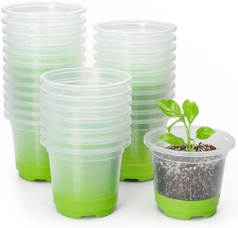 MIXC Clear Nursery Pots with Silicone Base, 4-Inch, 30-Pack