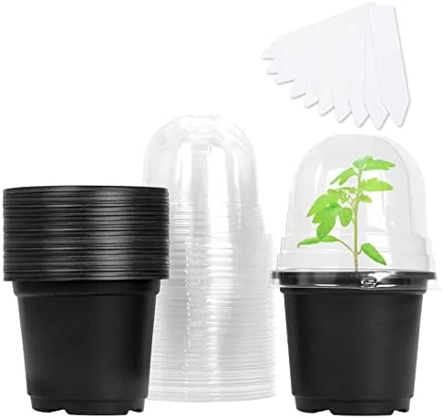 mixc nursery pots with humidity dome 4 seed starting pot 30 pack black